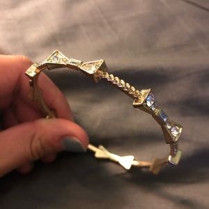 FREE WITH PURCHASE Pretty gold silver bow bangle bracelet